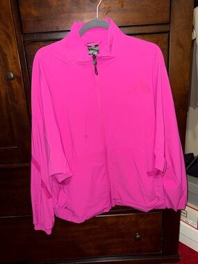 adidas Women's Bright Pink Full-Zip Bomber Jacket
